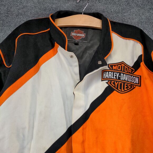 Harley-Davidson Men's Motorcycle Jacket XL Multicolor Cotton Lined Snap Closure - Picture 2 of 16